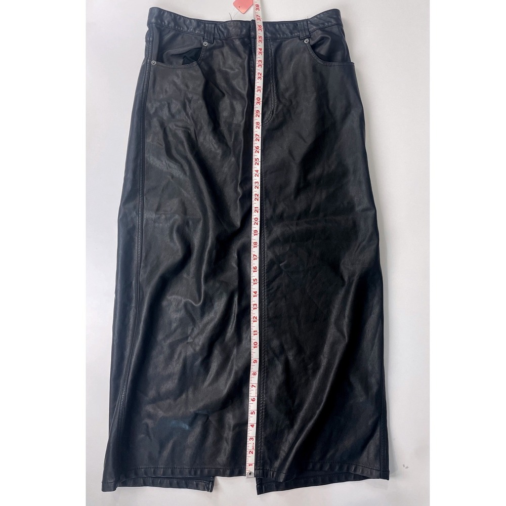 Free People City Slicker Black Vegan Leather Maxi Skirt Womens Leather sz 12 EUC - Picture 7 of 8